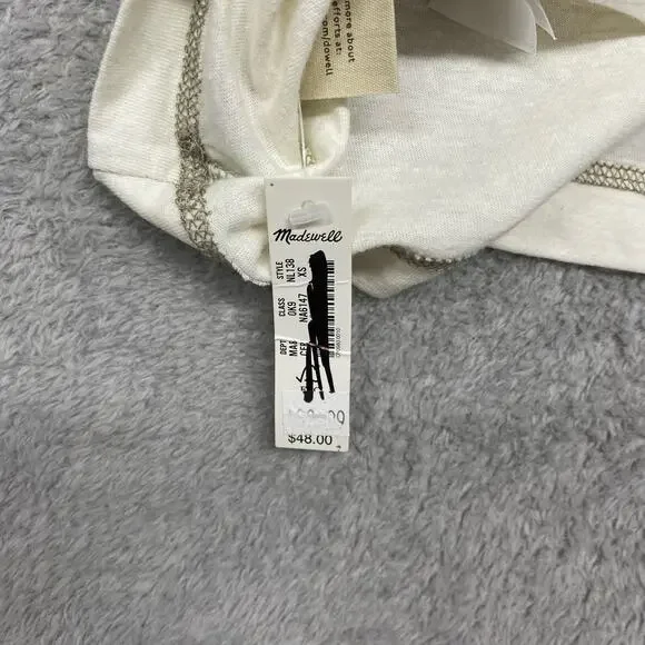 Madewell Mens Shirt XS Recycled Cotton Blend Henley Creme Fraiche NL138 - Picture 6 of 8